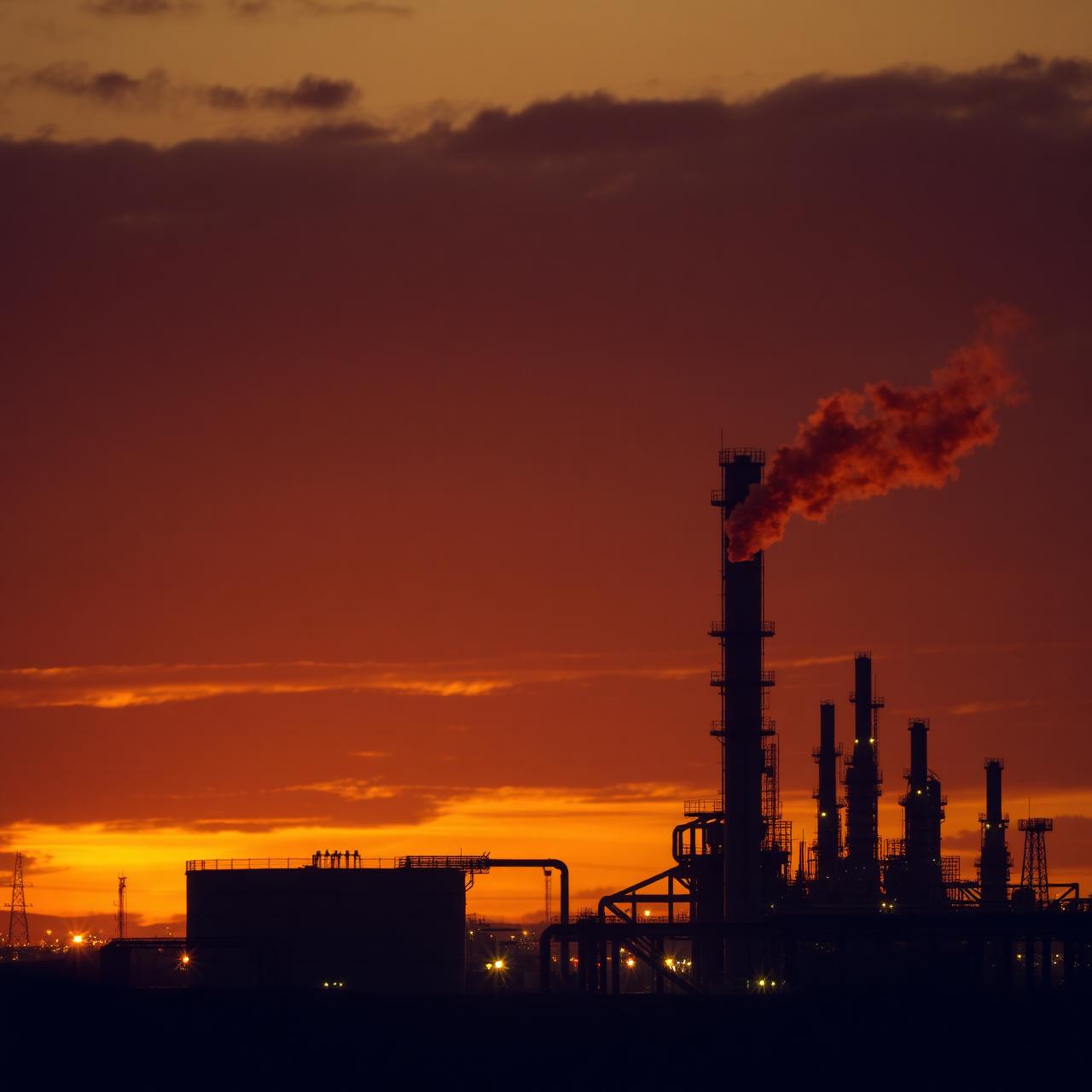 Refinery skyline at dusk